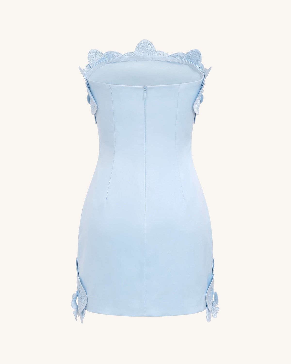 Orchid Trim Strapless Mini Dress - Blue