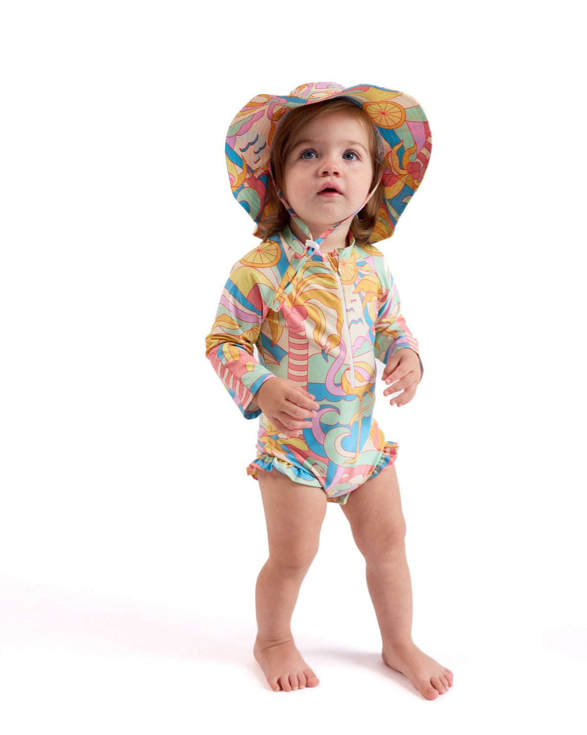 The Paradiso Girls Rash Guard One Piece with Ruffle