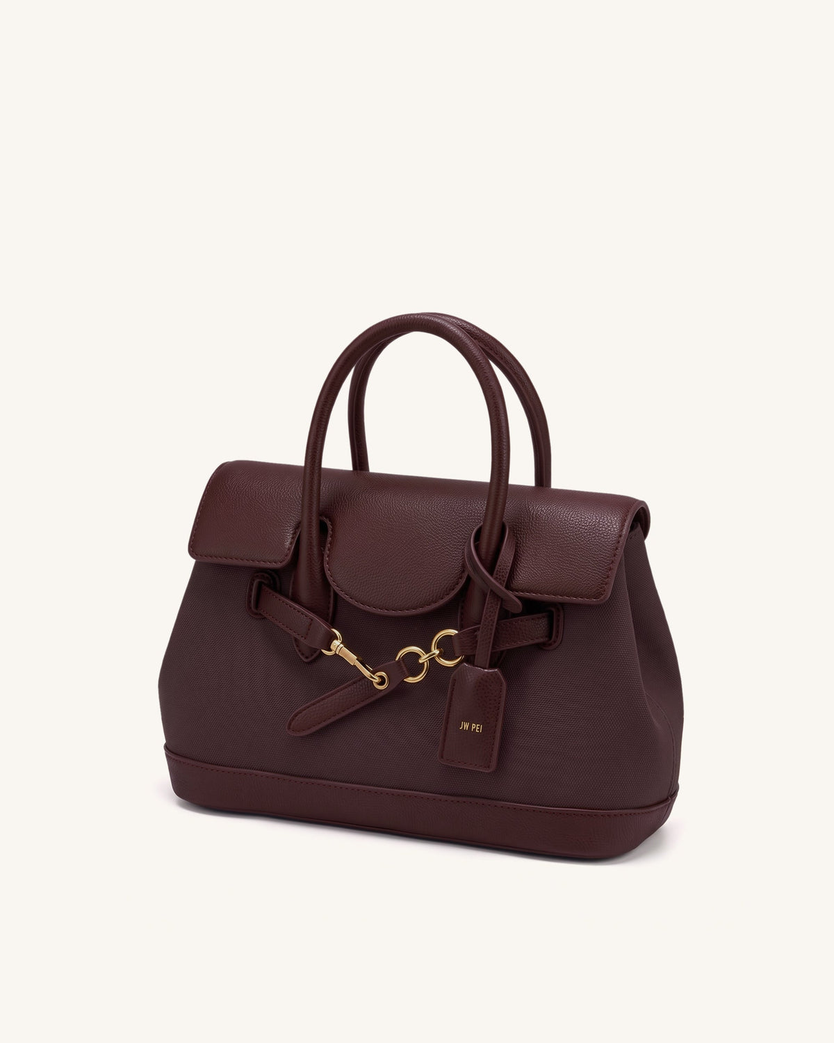Alina Belted Satchel Bag - Claret Canvas