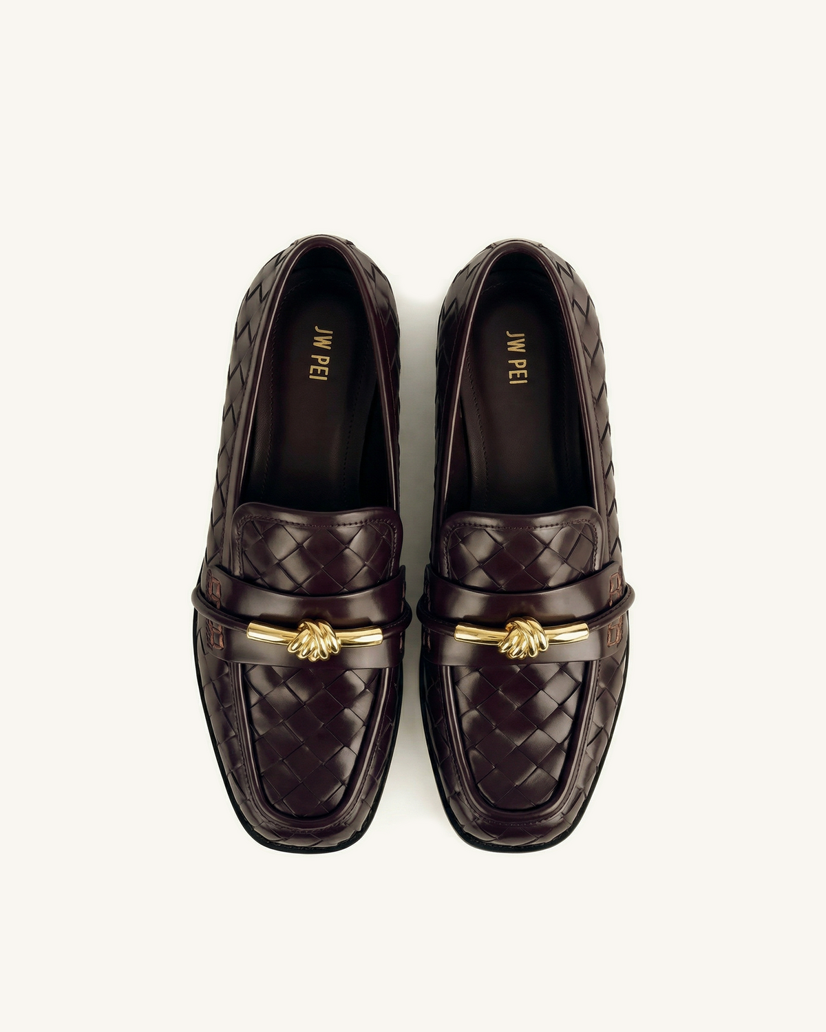 Elowen Woven Horsebit Loafers - Burgundy
