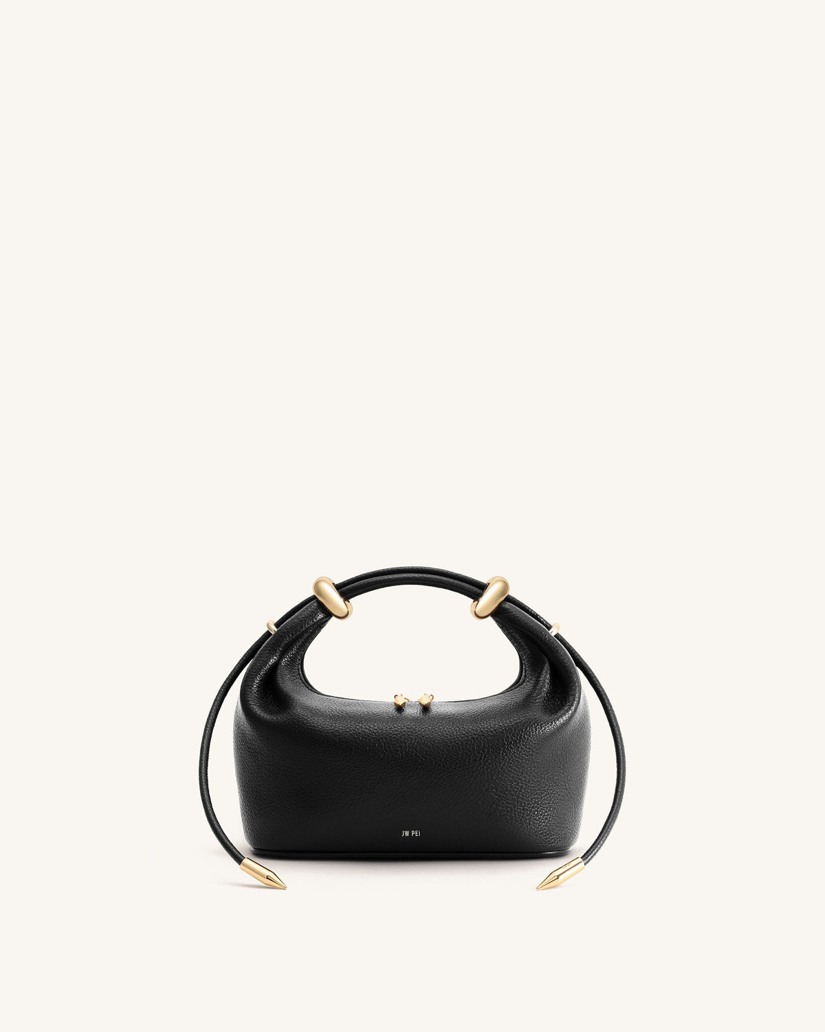 Ellie Metal Ring Embellished Top Handle Bag - Black