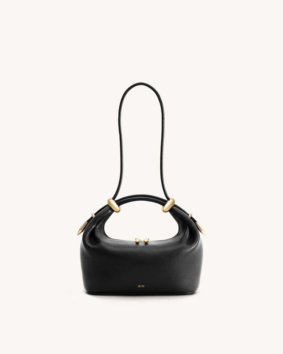 Ellie Metal Ring Embellished Top Handle Bag - Black