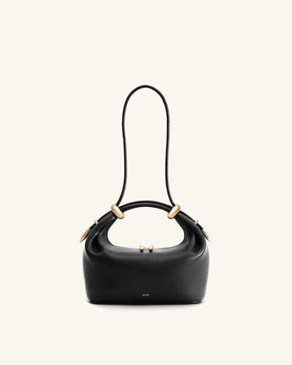 Ellie Metal Ring Embellished Top Handle Bag - Black