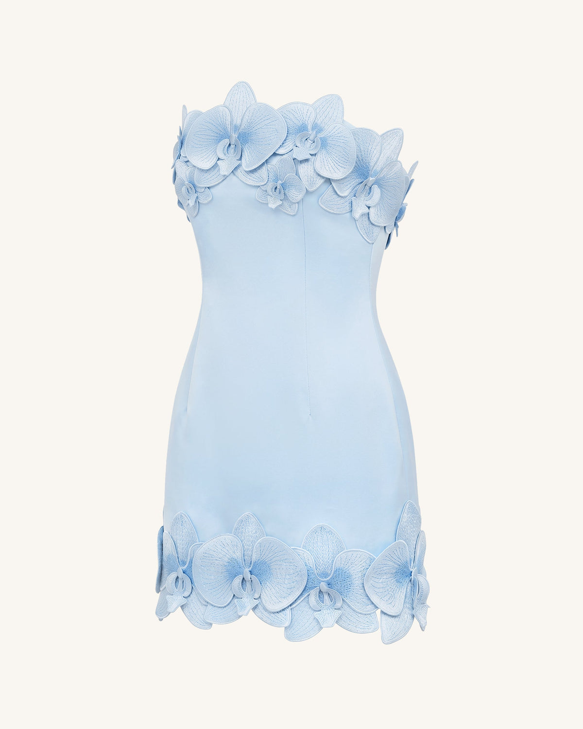 Orchid Trim Strapless Mini Dress - Blue