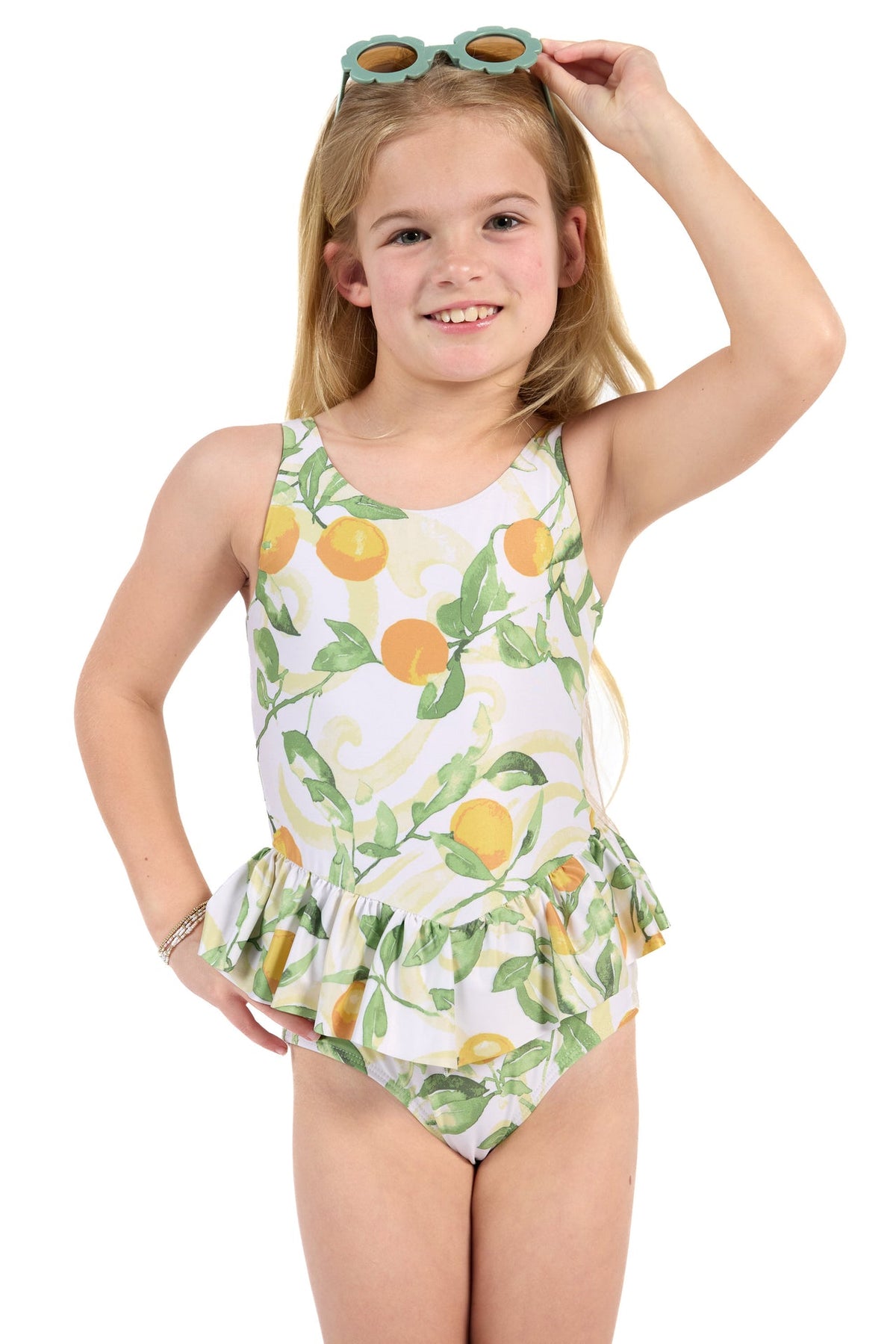 The Citrus Club Girls Ruffle One Piece with Tutu Swimsuit UPF 50+