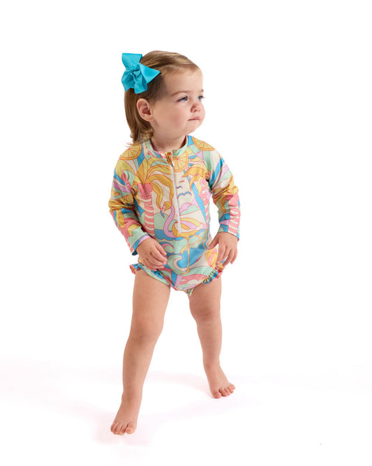 The Paradiso Girls Rash Guard One Piece with Ruffle