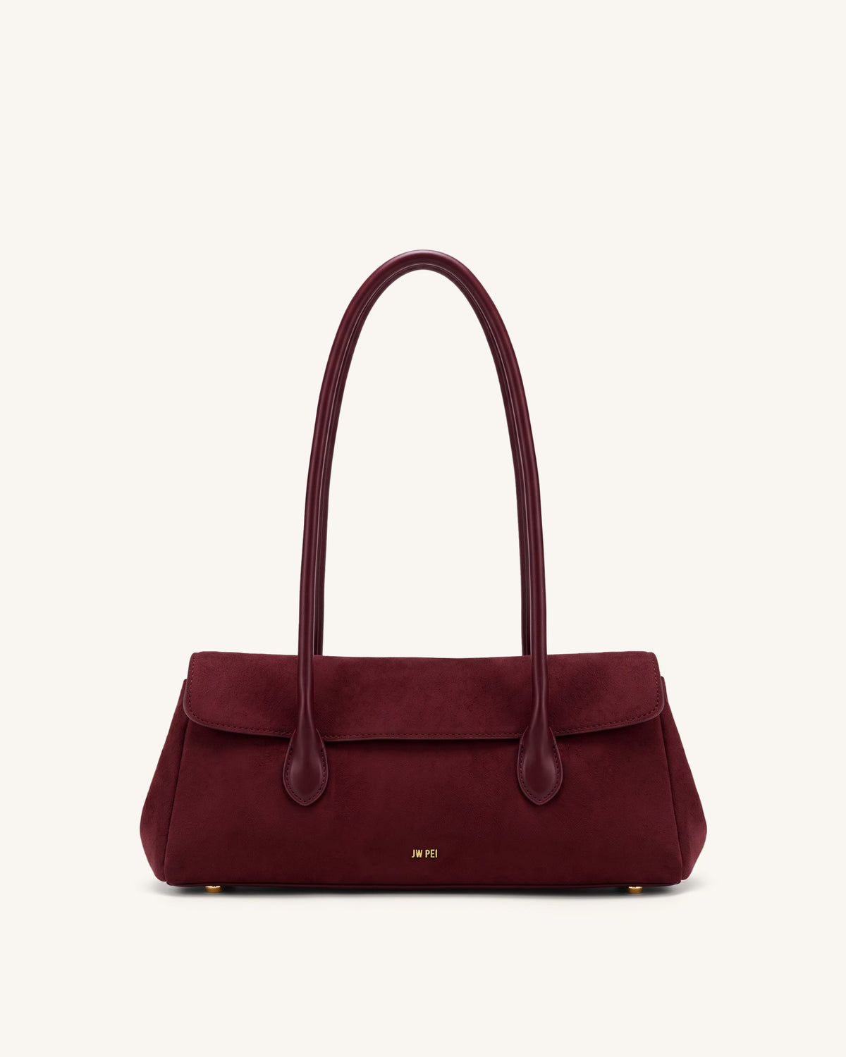 Solenne Faux Suede East-West Shoulder Bag - Claret