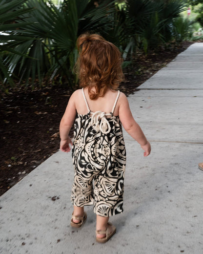 The Mallorca Linen Girls Jumpsuit with Rope Straps