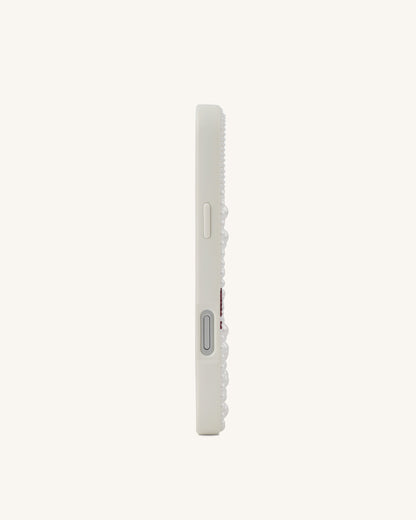 Floral Pearl Artificial Crystal Phone Case - White